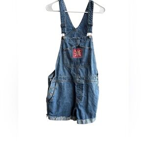 Denim Overalls with Hawaiian Quilt Patch